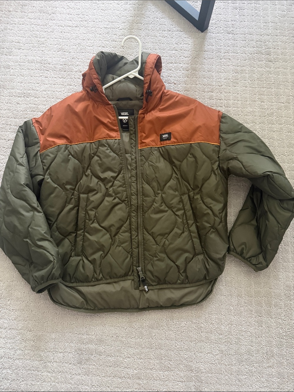 Vans Women’s  Olive Green & Rust Colorblock Puffer Jacket